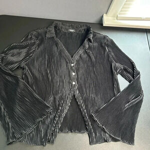 Zeagoo Women’s XL Accordion Pleat‎ Sheer Blouse Whimsigoth Witchy Gothcore￼